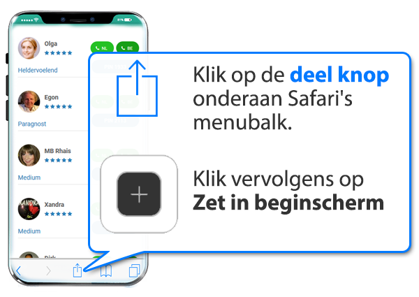 iphone en ipad: Online-waarzeggers.nl als app instellen op Mobiel